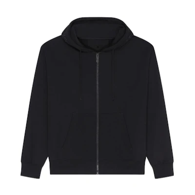 Givenchy SS24 Black Hoodie with Logo Print and Drawstring Zip for Men BMJ0M23YHX-001