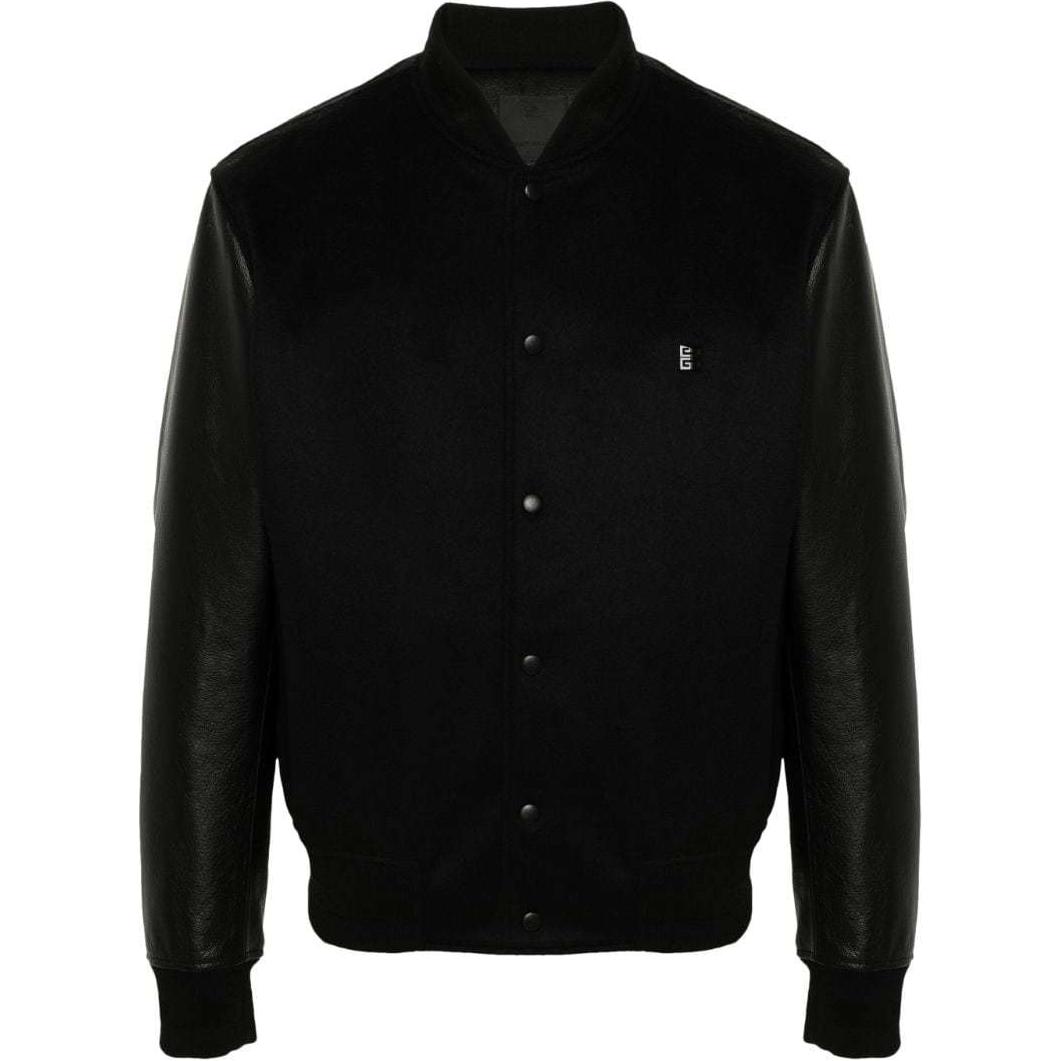 Givenchy SS24 Black Logo Plaque Zip-Up Bomber Jacket for Men BM017Z6Y31-BLACK