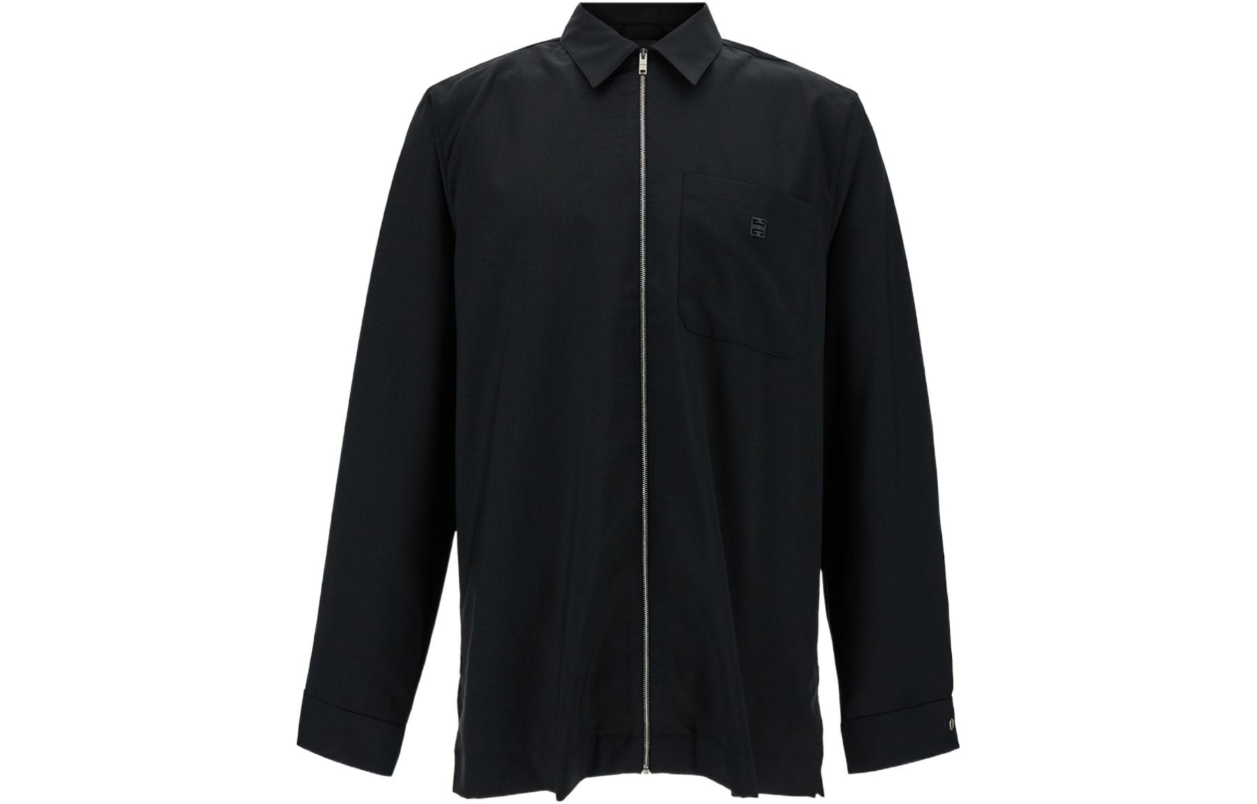GIVENCHY SS24 Black Logo Zip-Up Long Sleeve Shirt for Men. BM60YT1558-001 圖 2