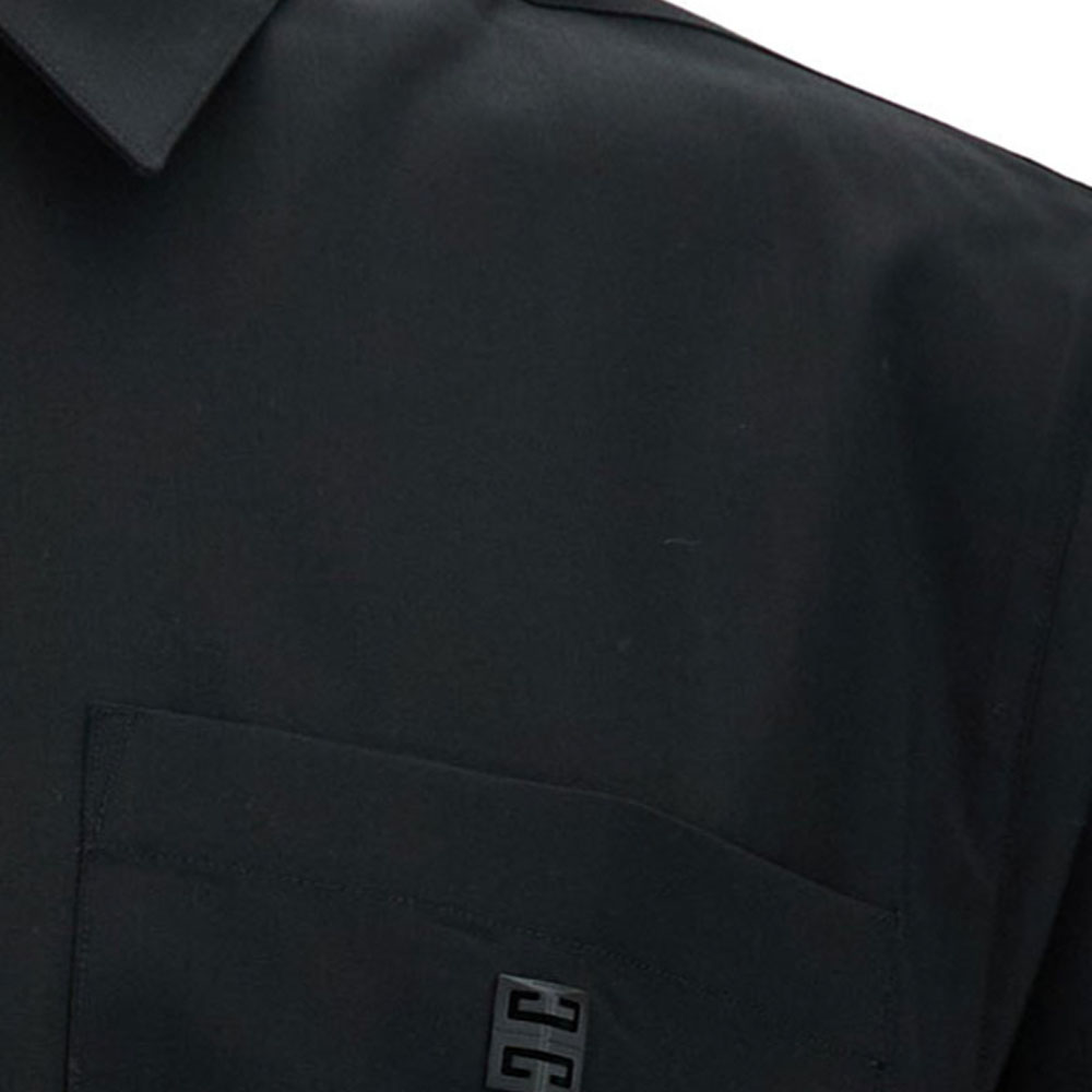 GIVENCHY SS24 Black Logo Zip-Up Long Sleeve Shirt for Men. BM60YT1558-001 圖 4