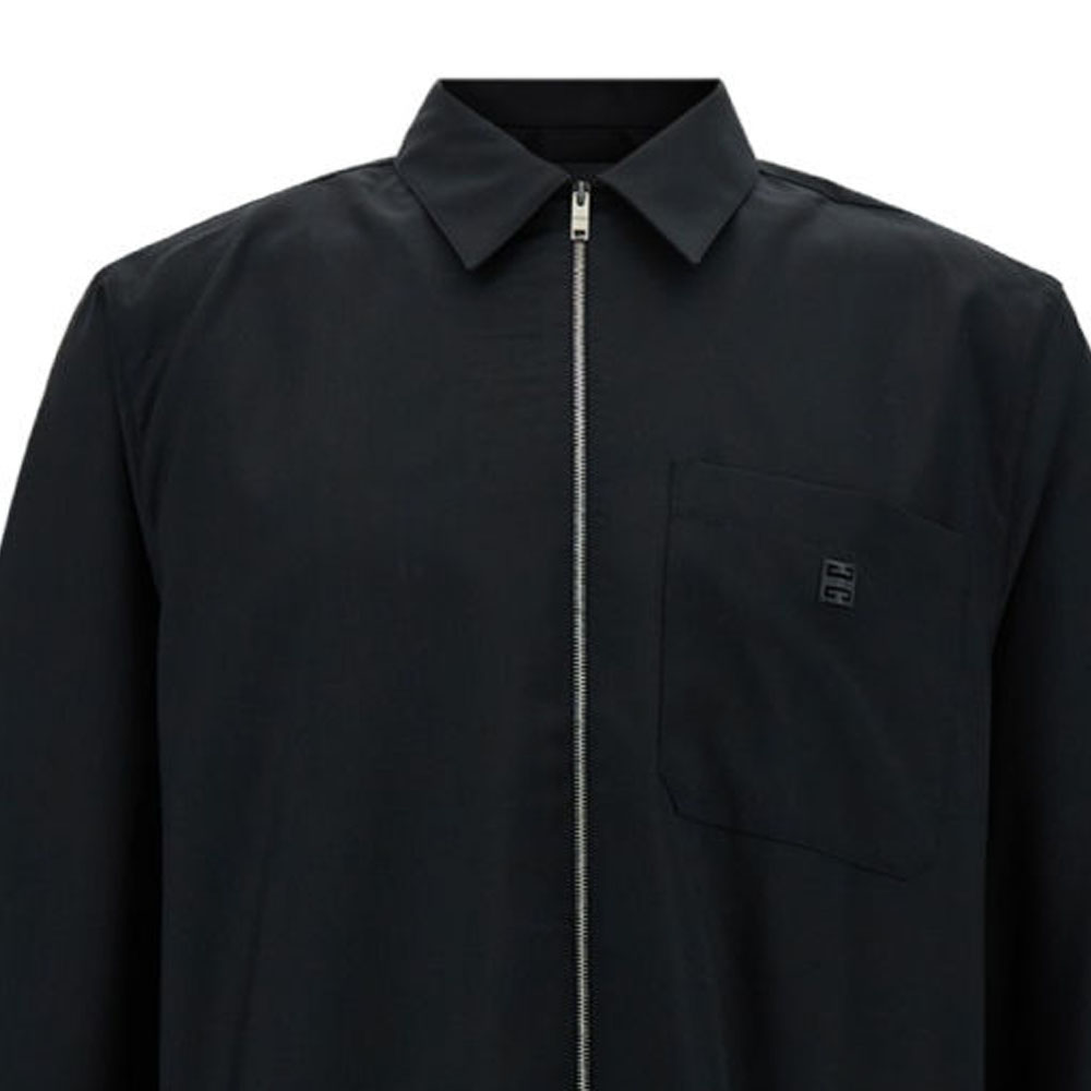 GIVENCHY SS24 Black Logo Zip-Up Long Sleeve Shirt for Men. BM60YT1558-001 圖 7
