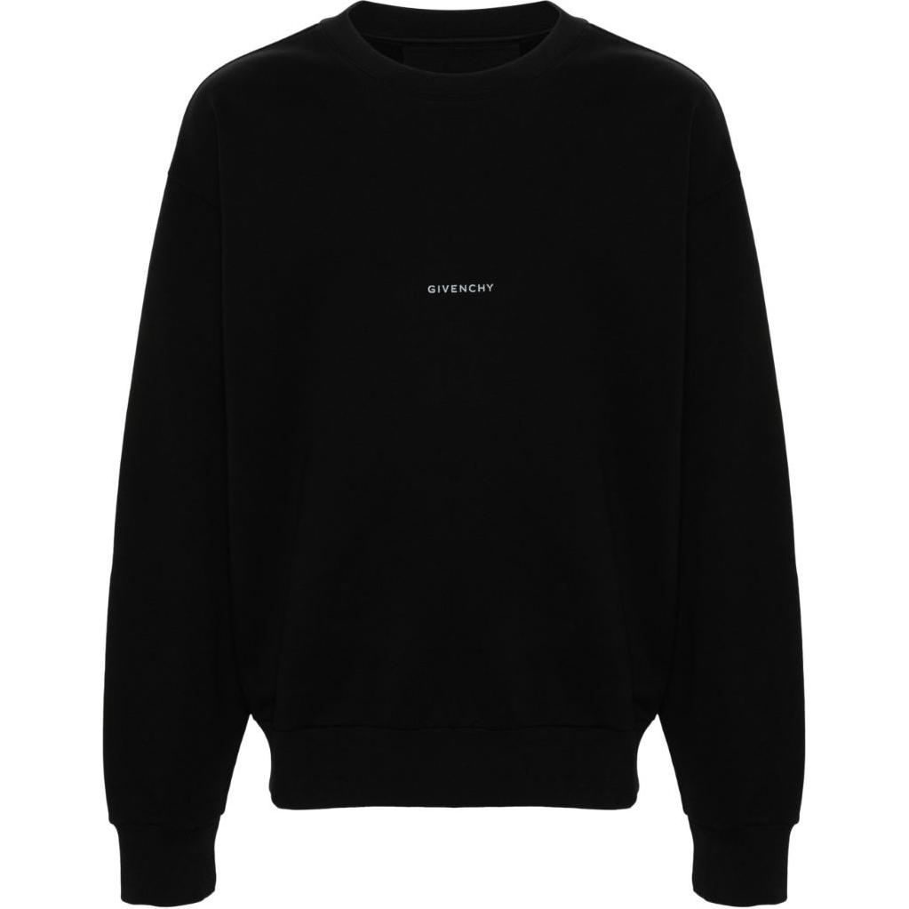 Givenchy SS24 Black Oversized Crewneck Sweatshirt with Letter Print BMJ0LC3YN0-BLACK