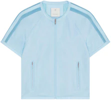 Order Givenchy SS24 藍色透氣皮革條紋短袖拉鍊外套 BM016D6Y2F-450