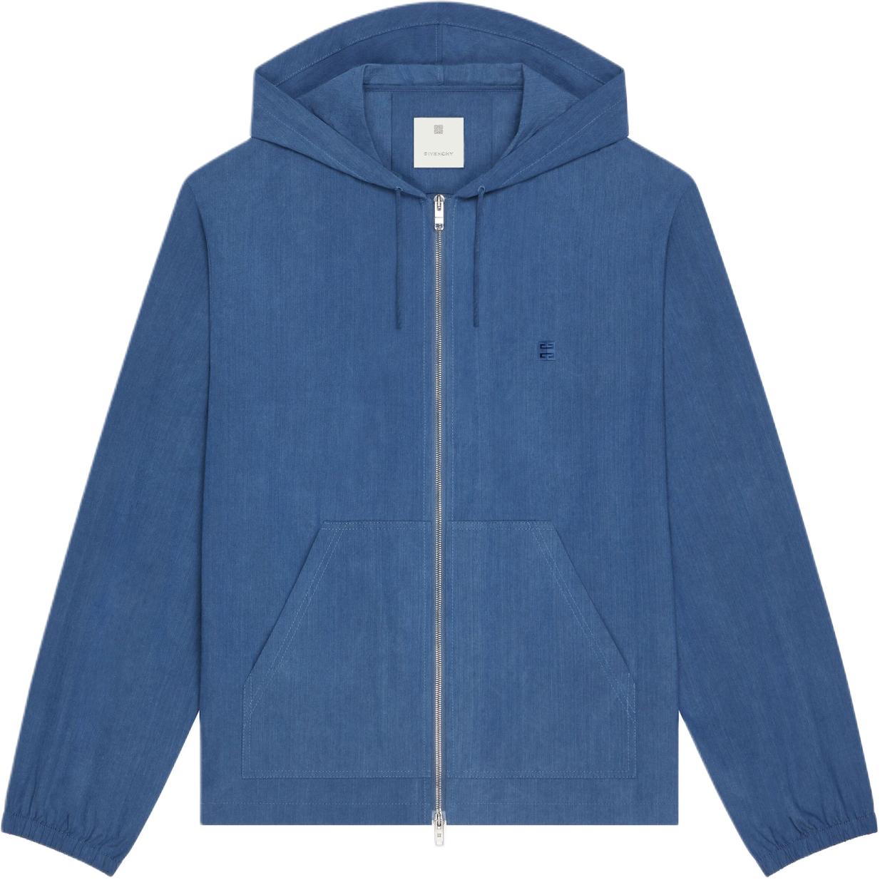 Givenchy SS24 Blue Zip-Up Sweatshirt with Solid Logo Design BM017T1YGH-450