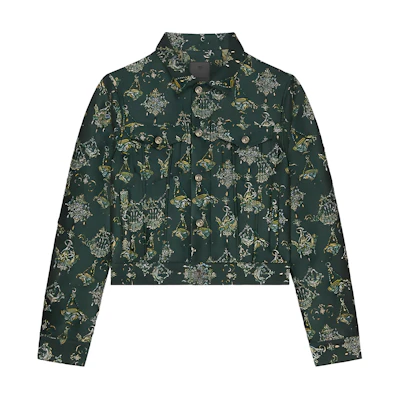 Givenchy SS24 Chandelier Print Single-Breasted Short Jacket Deep Green Men’s BM018R15RZ-301
