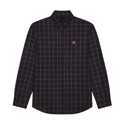 Givenchy SS24 Checkered Single-Breasted Shirt Long Sleeve Black BM60Y114Z7-001