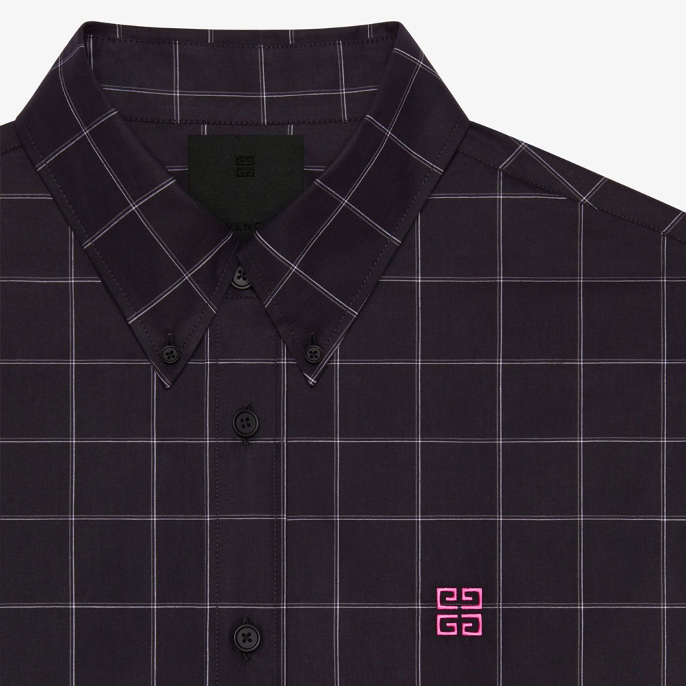 Lookbook Givenchy Kemeja Hitam Lengan Panjang Kotak-Kotak SS24 Single-Breasted BM60Y114Z7-001