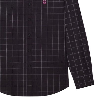 Givenchy Kemeja Hitam Lengan Panjang Kotak-Kotak SS24 Single-Breasted BM60Y114Z7-001 Details for Givenchy Kemeja Hitam Lengan Panjang Kotak-Kotak SS24 Single-Breasted BM60Y114Z7-001