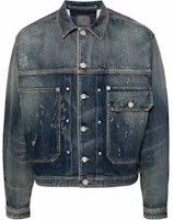 GIVENCHY SS24 Distressed Denim Jacket Long Sleeve Indigo Blue Collection BM017H5YAG-415 GIVENCHY SS24 Distressed Denim Jacket Long Sleeve Indigo Blue Collection BM017H5YAG-415