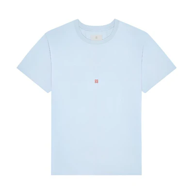 GIVENCHY SS24 Flamingo Logo Print Light Blue Crewneck T-Shirt. BM71JA3YM2-450