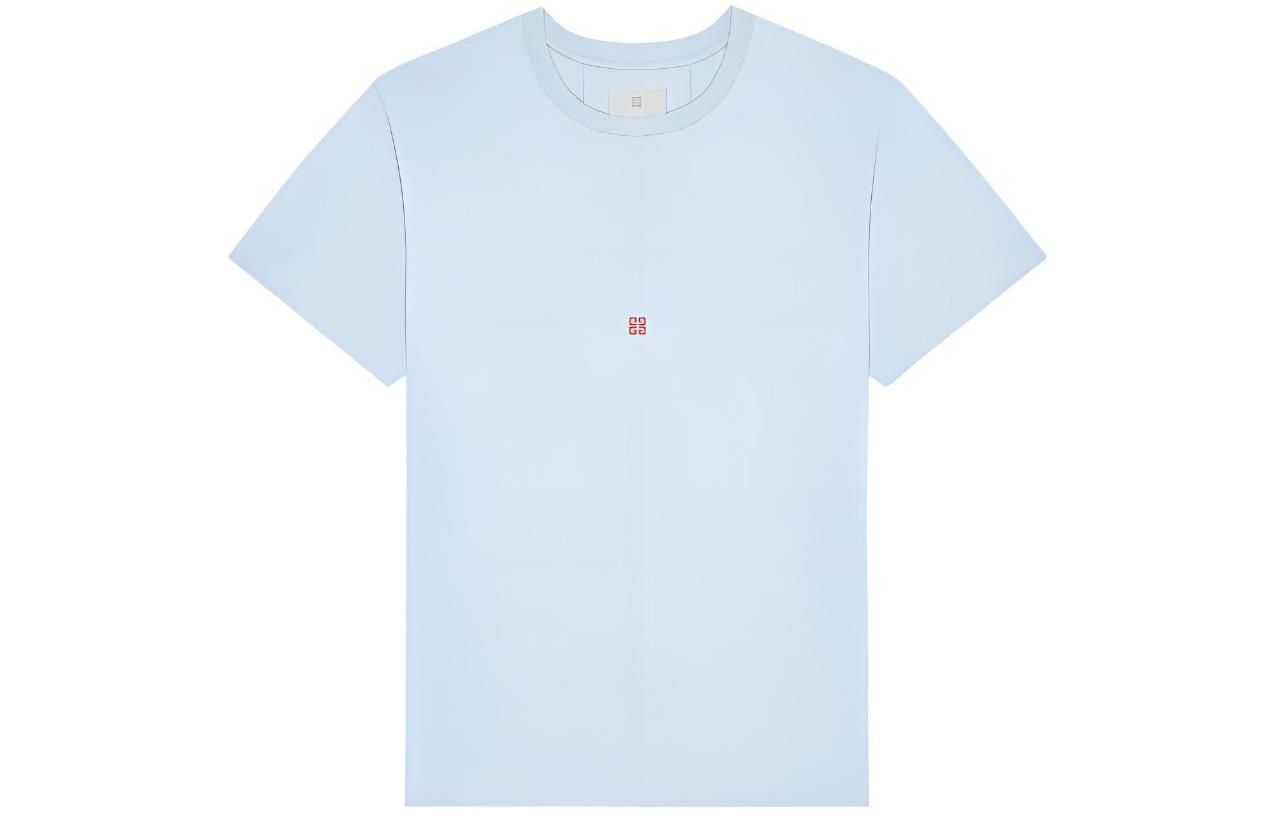 Order GIVENCHY SS24 Flamingo Logo Print  Light Blue Crewneck T-Shirt. BM71JA3YM2-450