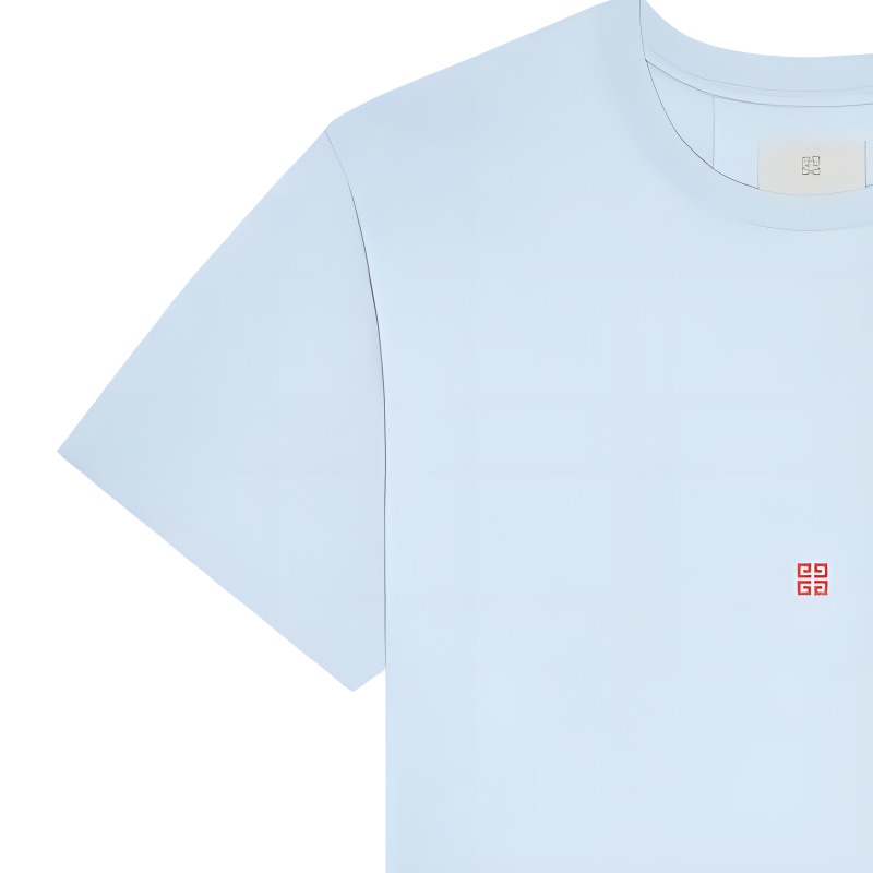 Details for GIVENCHY SS24 Flamingo Logo Print  Light Blue Crewneck T-Shirt. BM71JA3YM2-450