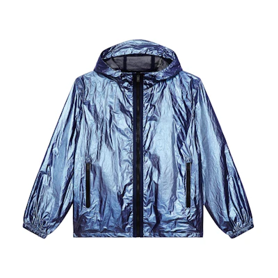 Givenchy SS24 Glossy Hooded Zip-Up Jacket Navy Blue BM014J14Y4-427