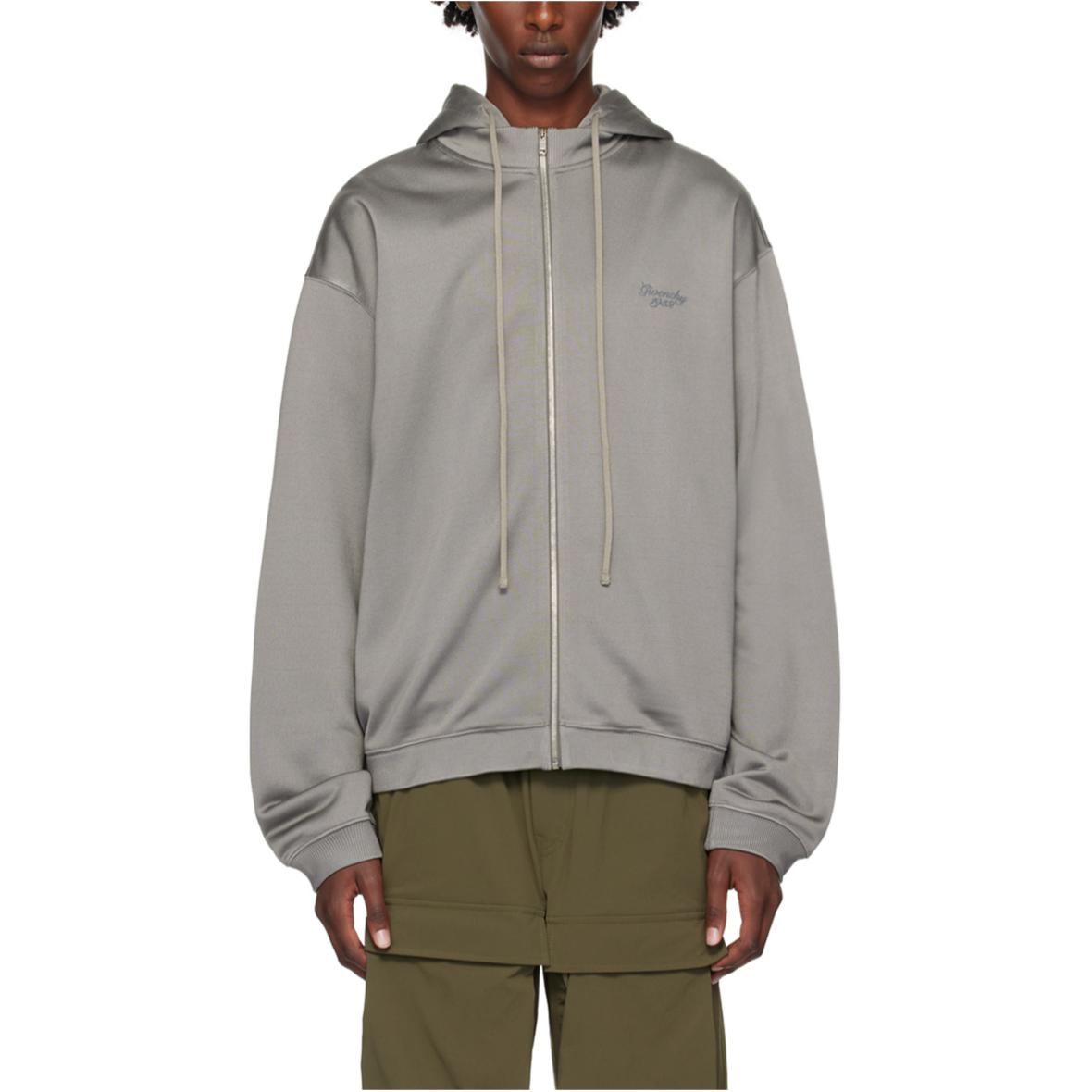 Givenchy SS24 Gray Loose Fit Hoodie with Letter Print and Drawstring BMJ0MU3YMB-026