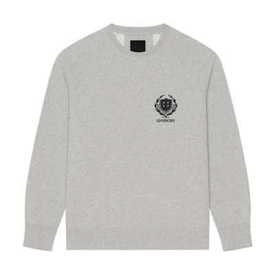 Givenchy SS24 Grey Embroidered Logo Crewneck Pullover Sweatshirt BMJ0MC3YL6-055
