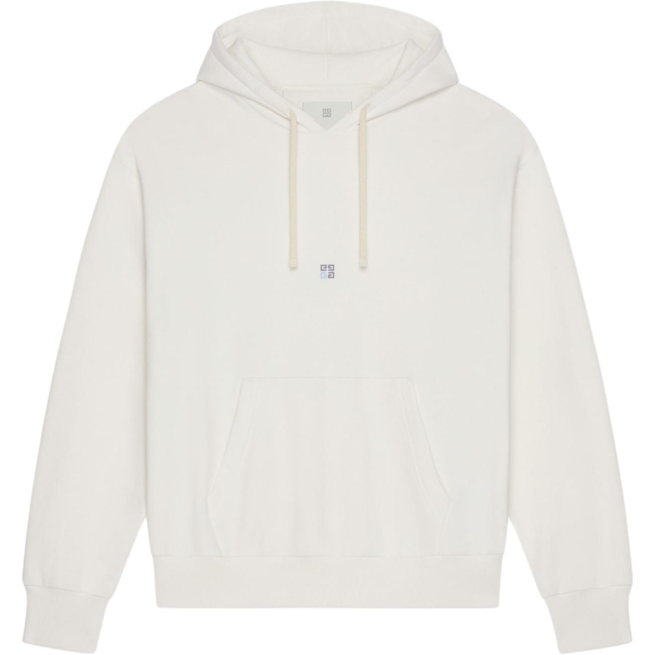 Givenchy SS24 Ivory Logo Embroidered Oversized Hoodie BMJ0LA3YMX-105