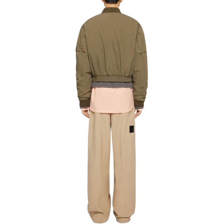 Shop Givenchy SS24 Khaki Ribbed Zip-Up Cropped Jacket BM016L15EF-306