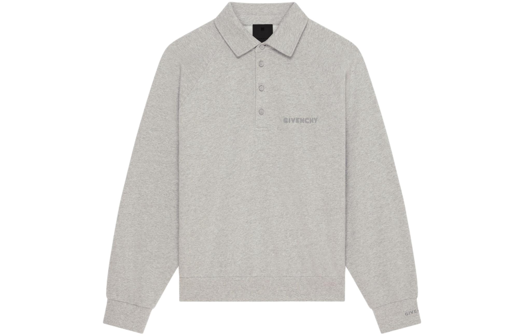 Order Givenchy 2024春夏字母印花領長袖直身衛衣 淺灰色 BMJ0M53YKQ-055