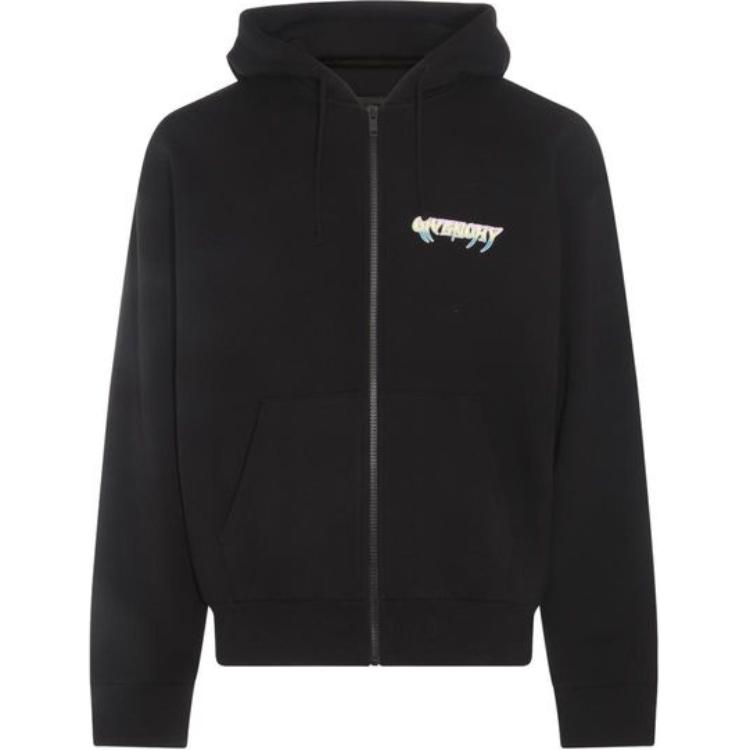 Givenchy SS24 Letter Print Zip-Up Hoodie Black BMJ0LB3YJ7-001