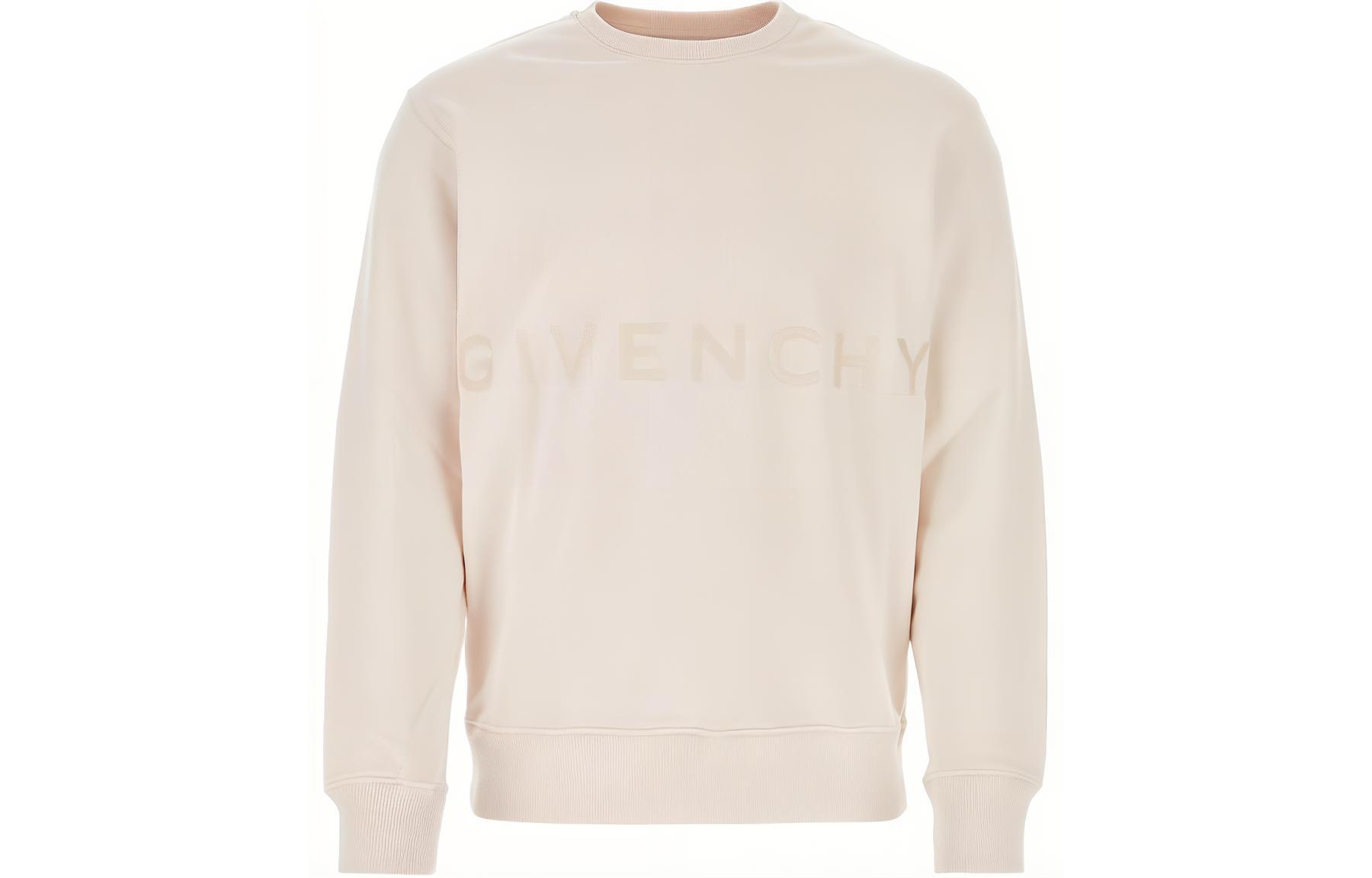 Givenchy SS24 Light Beige Crewneck Sweatshirt with Letter Print BMJ0HA3YMG-657