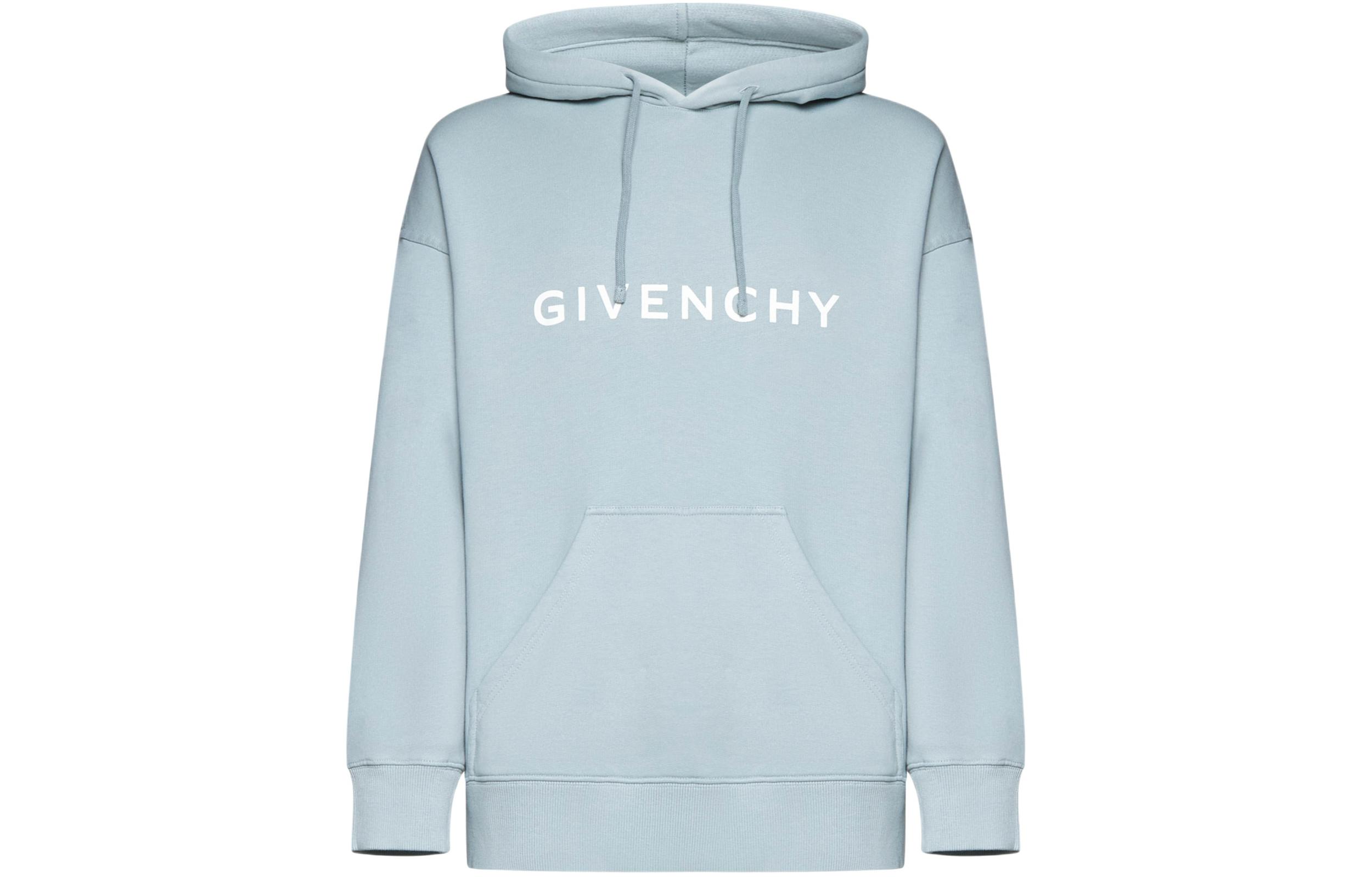 Givenchy SS24 Light Blue Letter Drawstring Hoodie Long-Sleeve BMJ0HCC3YAC-456