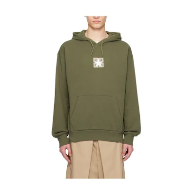 Givenchy SS24 Logo Colorblock Hoodie Olive Green BMJ0LA3YLZ-306