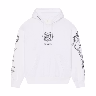 Givenchy SS24 Logo Letter Print Hooded Sweatshirt White - Long Sleeve BMJ0LA3YL0-100