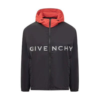 Givenchy SS24 Logo Print Colorblock Hooded Jacket Deep Blue BM011313YEJ-403