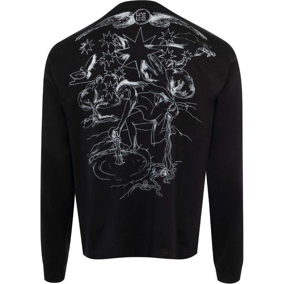 Lookbook 지방시 SS24 로고 프린트 크루넥 긴팔 니트 티 블랙 BM71KP3YN0-001