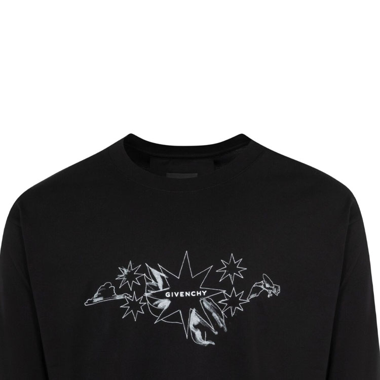 Shop 지방시 SS24 로고 프린트 크루넥 긴팔 니트 티 블랙 BM71KP3YN0-001