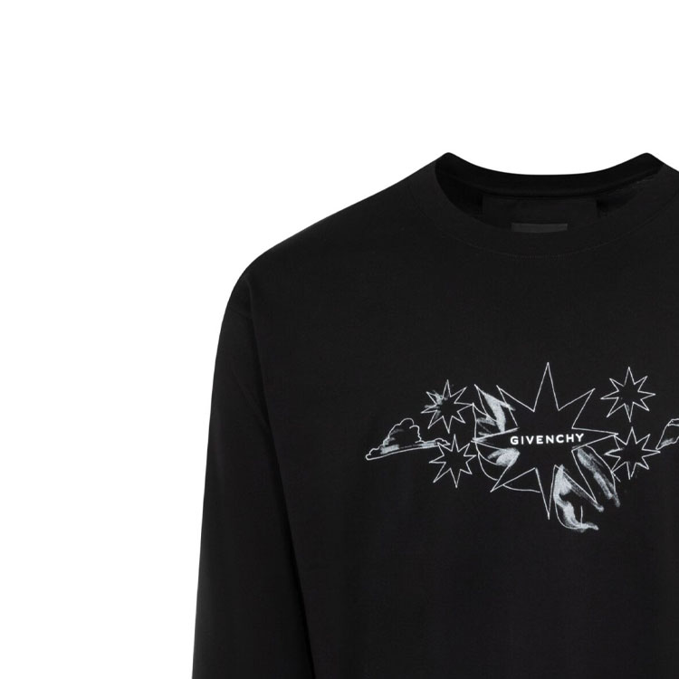 Details for 지방시 SS24 로고 프린트 크루넥 긴팔 니트 티 블랙 BM71KP3YN0-001