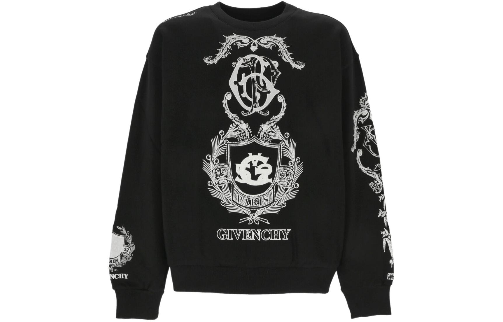 Givenchy SS24 Logo Print Crewneck Sweatshirt  Black. BMJ0LC3YL0-001