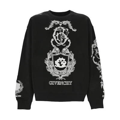 Givenchy SS24 Logo Print Crewneck Sweatshirt Black. BMJ0LC3YL0-001