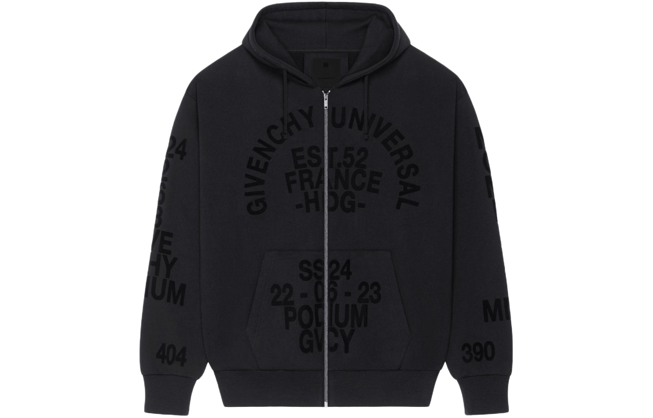 Givenchy SS24 Logo Print Zip-Up Hoodie Black - BMJ0LB3YL7-001