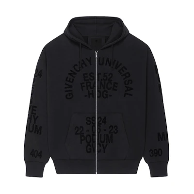 Givenchy SS24 Logo Print Zip-Up Hoodie Black - BMJ0LB3YL7-001
