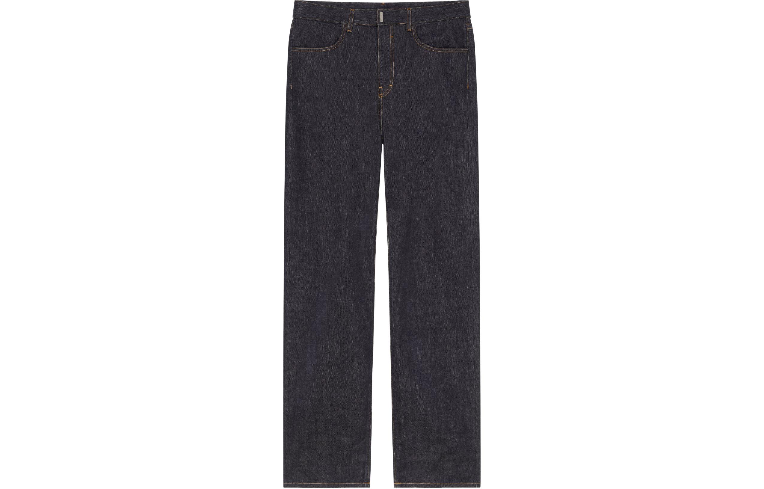 Givenchy SS24 Solid Button Mid-Waist Straight Jeans Men Indigo Blue BM51E35YA3-415