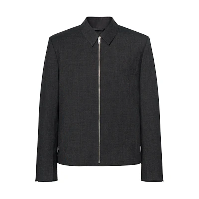 Givenchy SS24 Solid Color Square-Neck Zip Long-Sleeve Jacket Men’s Grey BM30F314FU-067