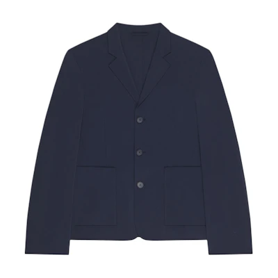 Givenchy SS24 Solid Single-Breasted Long-Sleeve Jacket in Night Blue BM30GH15KQ-403