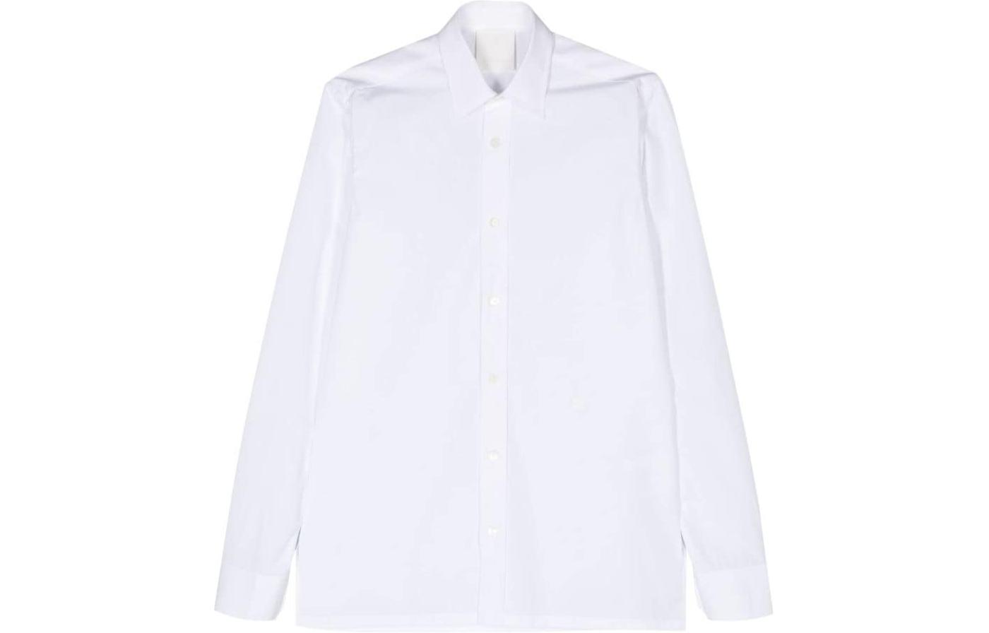Givenchy SS24 White Embossed Logo Long Sleeve Shirt for Men BM60ZY14M6-100