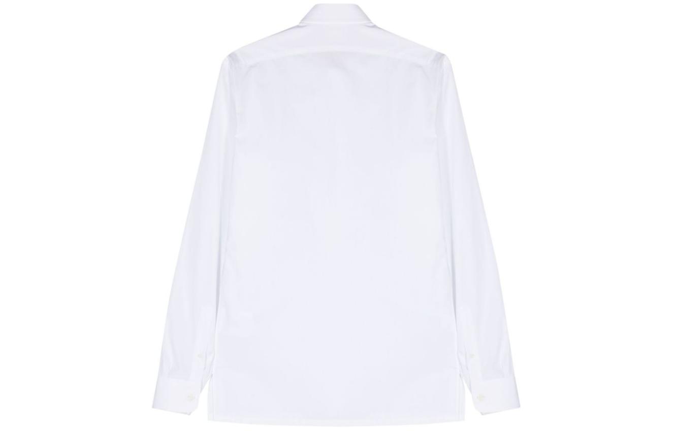 Lookbook Givenchy SS24 Kemeja Lengan Panjang Pria Logo Emboss Putih. BM60ZY14M6-100