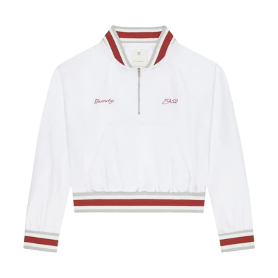 Givenchy SS24 White Half-Zip Lettered Casual Long-Sleeve Jacket BM016N15EH-100