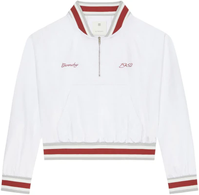 Chaqueta Blanca Givenchy SS24 de Manga Larga con Media Cremallera y Letras. BM016N15EH-100 Order Chaqueta Blanca Givenchy SS24 de Manga Larga con Media Cremallera y Letras. BM016N15EH-100