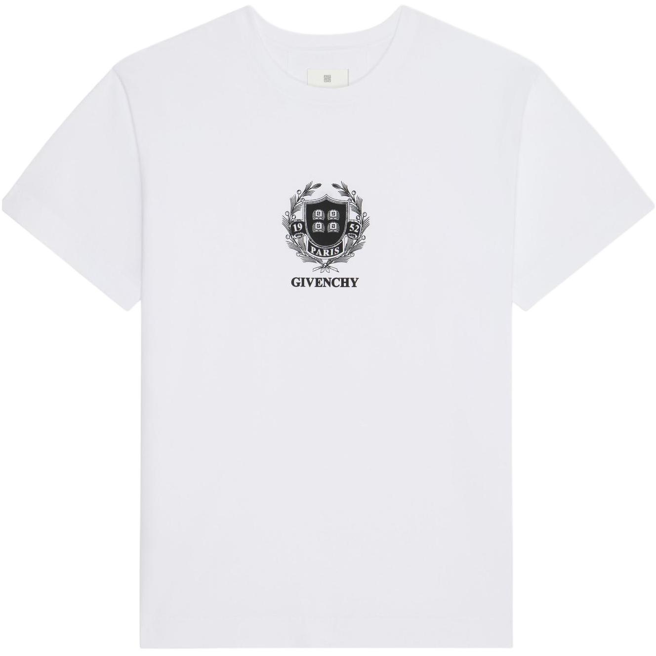 Givenchy SS24 White Logo Print Crewneck T-Shirt  Fashion BM71JA3YM9-100