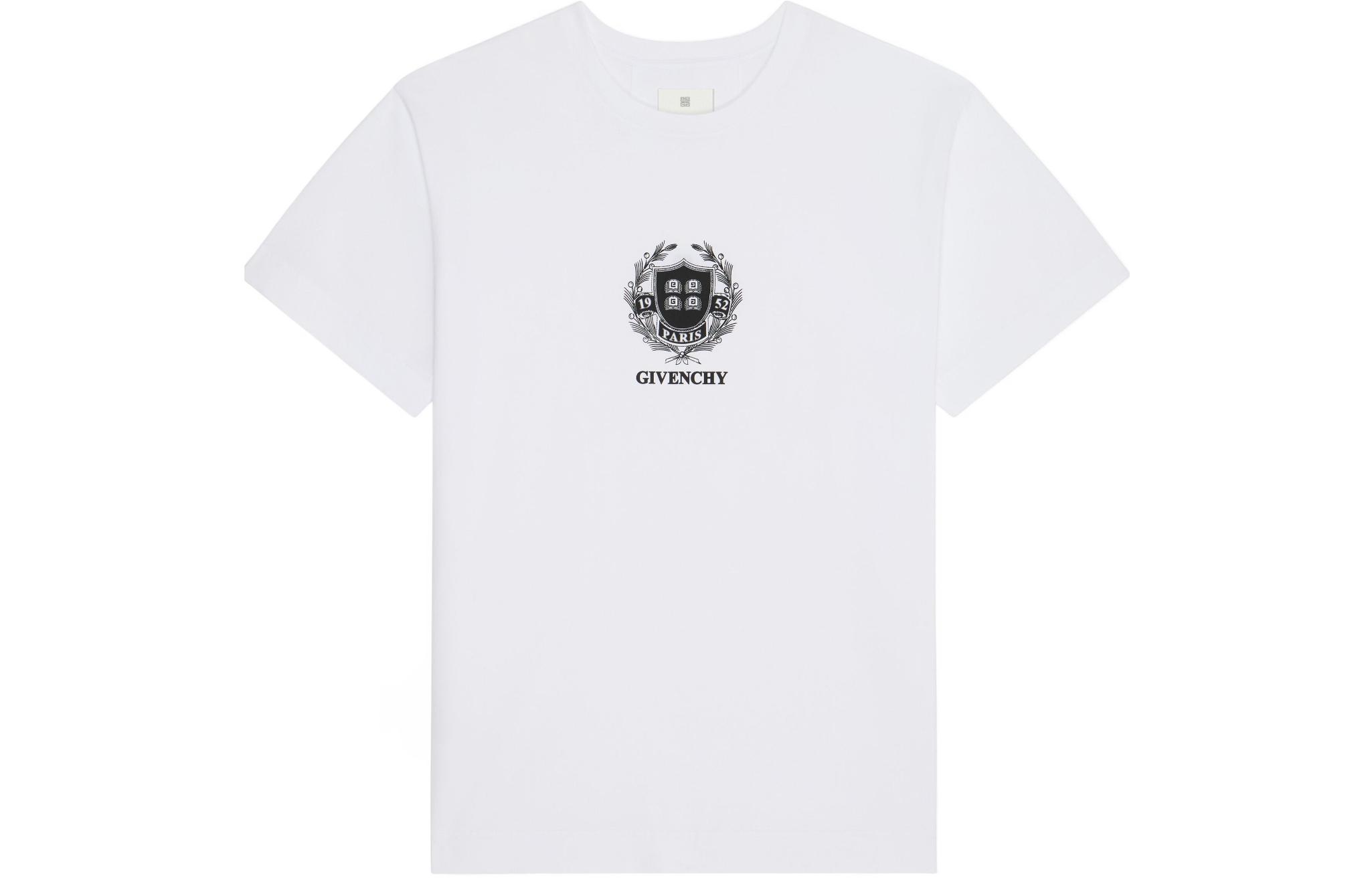 Order 지방시 SS24 화이트 로고 프린트 크루넥 티셔츠 패션 BM71JA3YM9-100