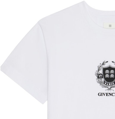 지방시 SS24 화이트 로고 프린트 크루넥 티셔츠 패션 BM71JA3YM9-100 Details for 지방시 SS24 화이트 로고 프린트 크루넥 티셔츠 패션 BM71JA3YM9-100