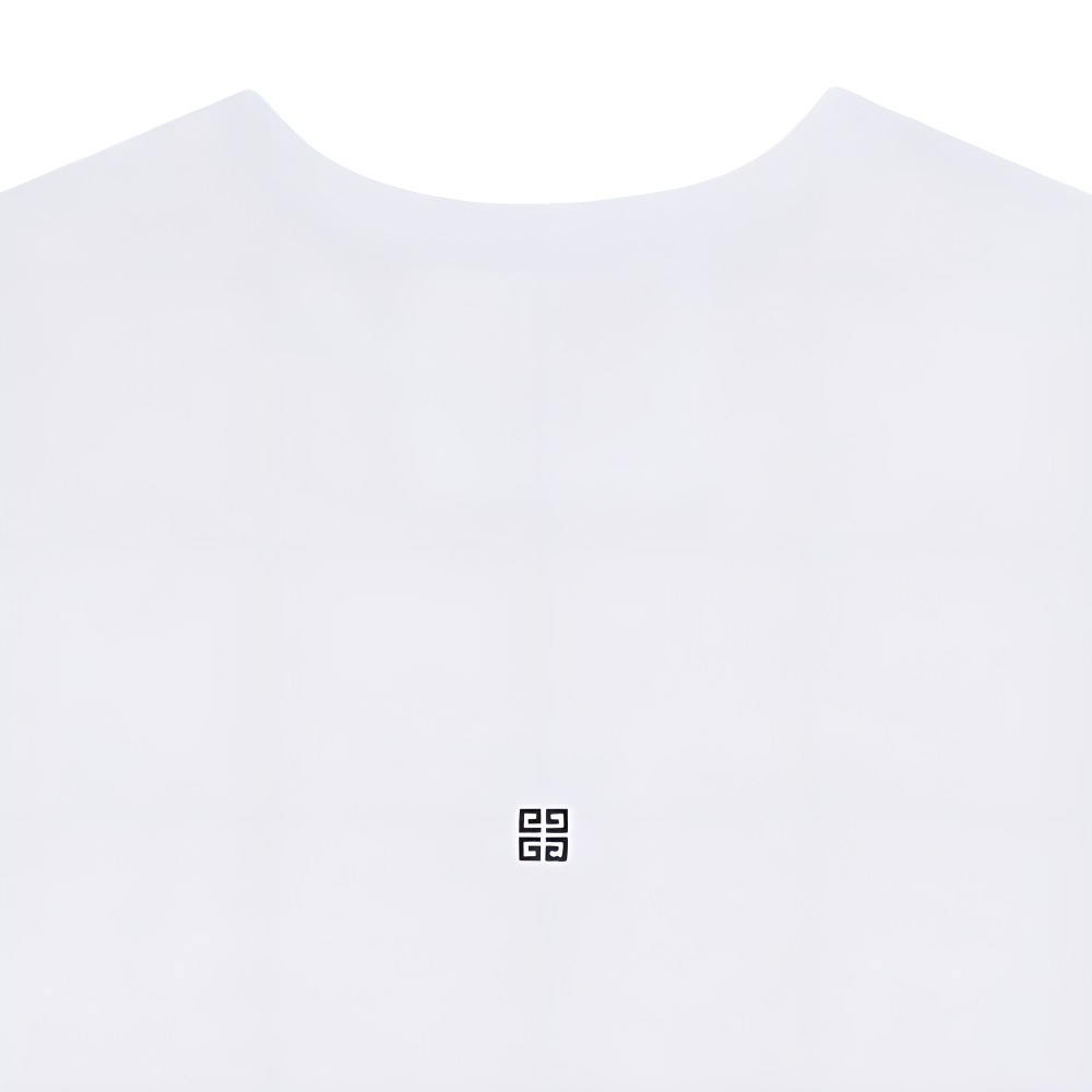 Sizing 지방시 SS24 화이트 로고 프린트 크루넥 티셔츠 패션 BM71JA3YM9-100