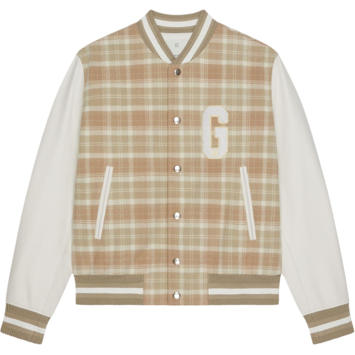 Givenchy SS24 White Plaid Logo Pilot Jacket Long Sleeve BM018A6Y32-118