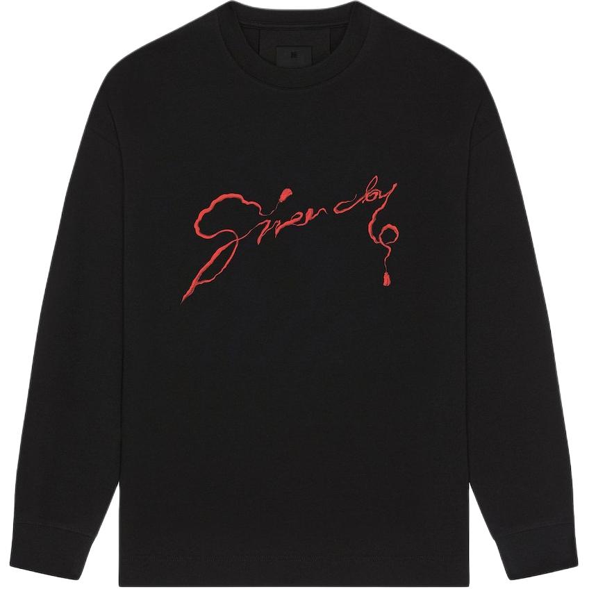 Givenchy SS25 Black Printed Cotton Long-Sleeve Sweatshirt BM71MH3YPX-001