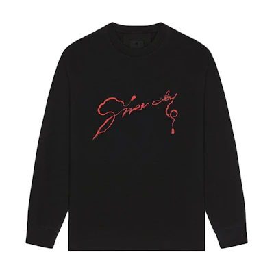 Givenchy SS25 Black Printed Cotton Long-Sleeve Sweatshirt BM71MH3YPX-001