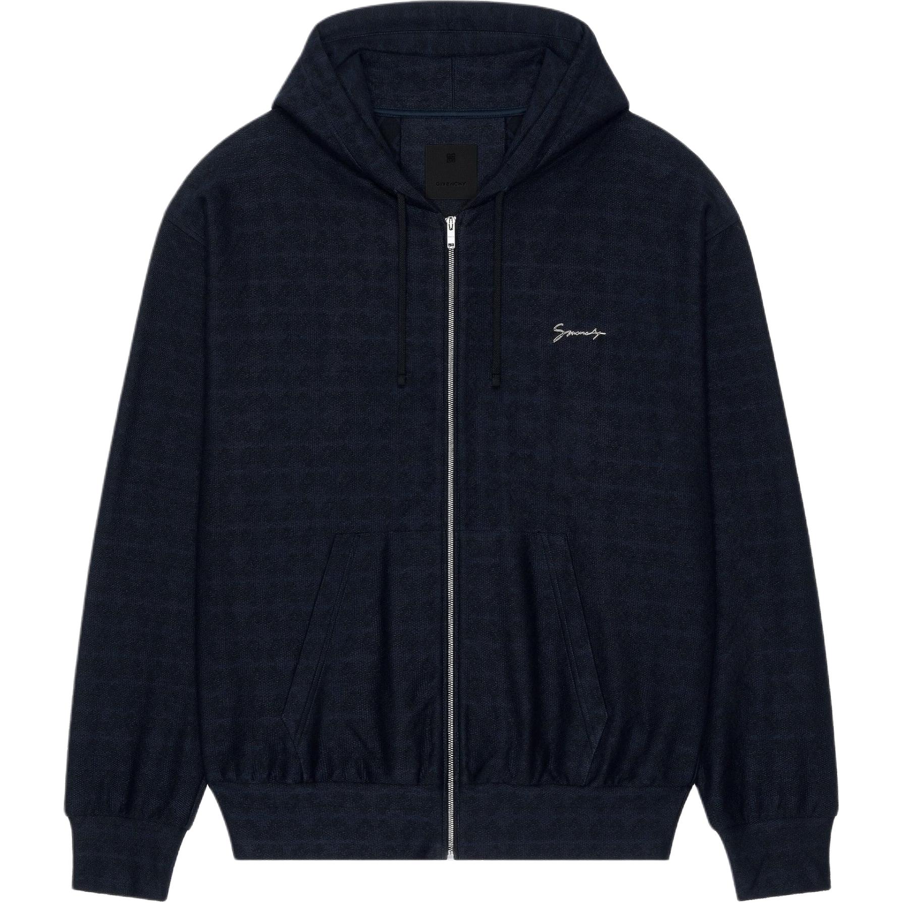 Givenchy SS25 Monogram 72 Cotton Long-Sleeve Hoodie Jacket Black BMJ0LB3YPY-006